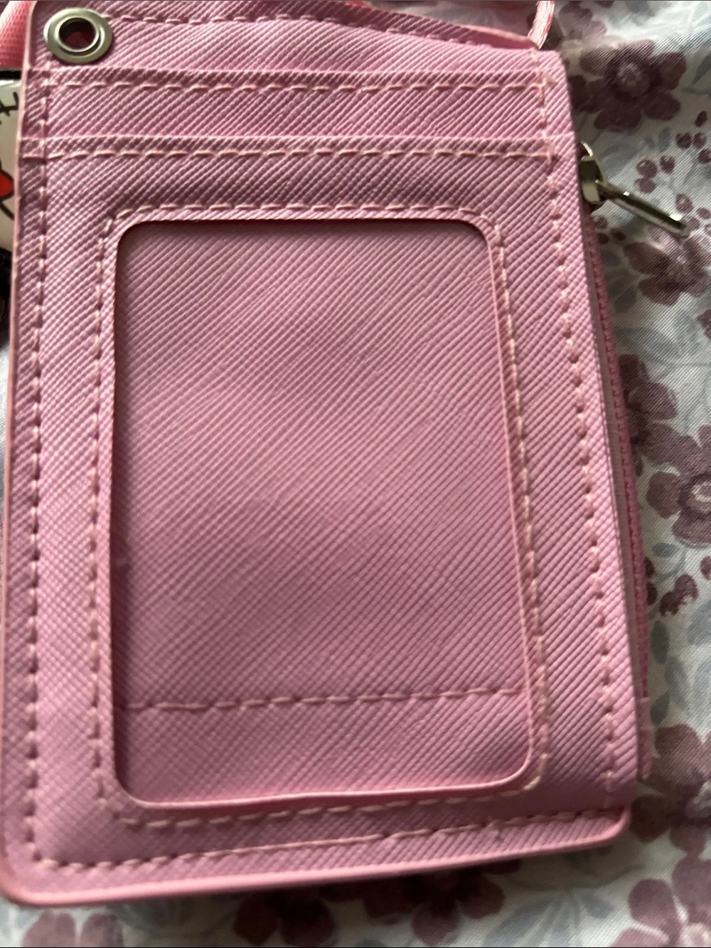 Hello Kitty Pink Card Holder Key Case with White Face and Pink Bow